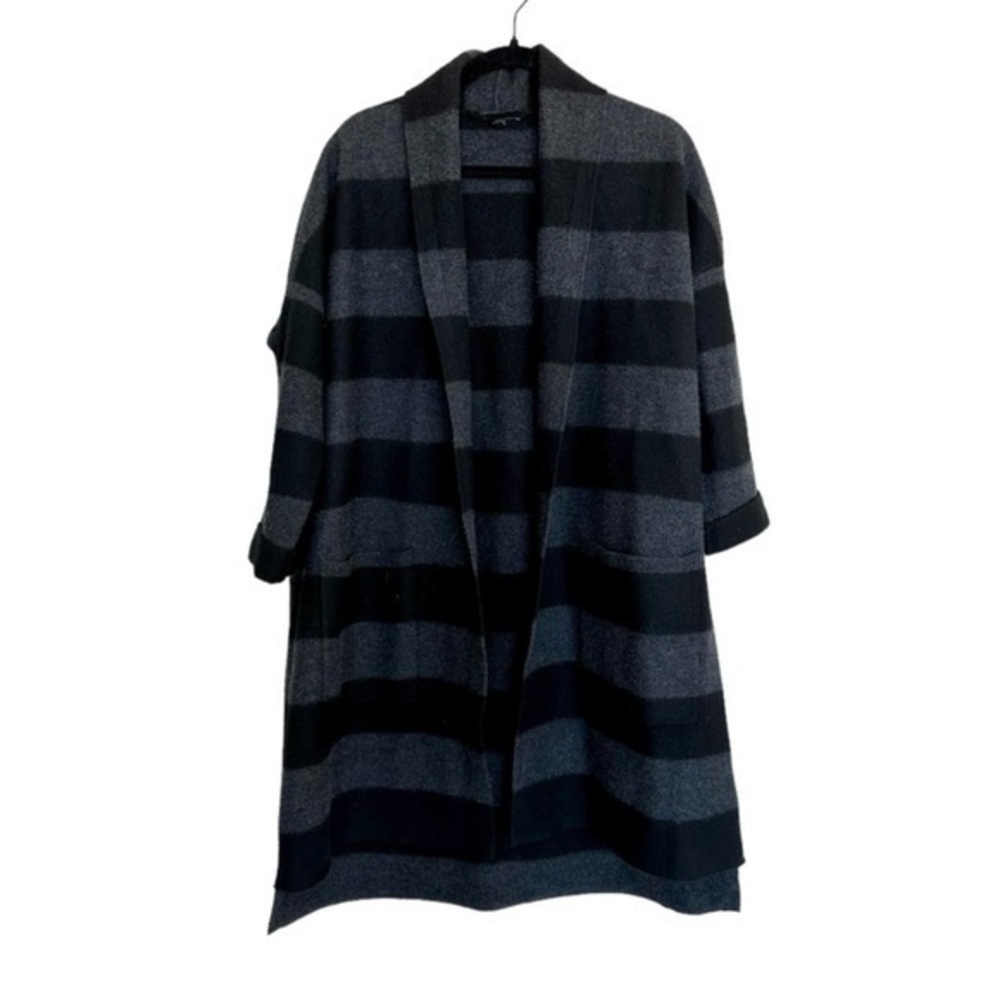 Eileen Fisher Striped Merino Wool Boiled Cardigan medium